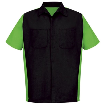 WORKWEAR OUTFITTERS Men's Short Sleeve Two-Tone Crew Shirt Black/Lime, 3XL SY20BL-SS-3XL